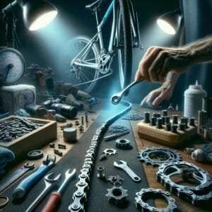 manutenção de corrente de bicicleta