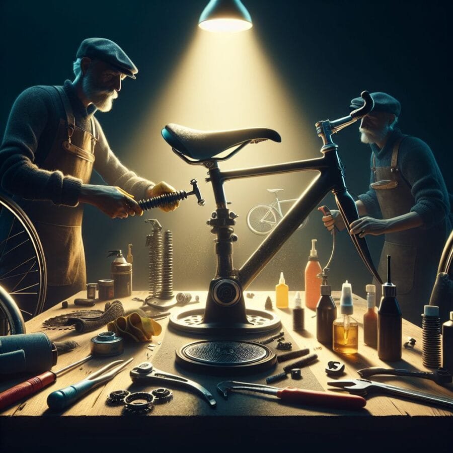 manutenção de selim de bicicleta