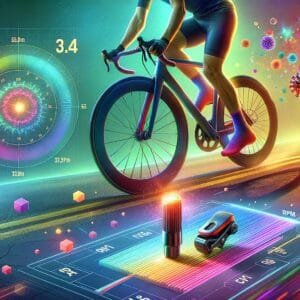 a person riding a bike on a road with a robot