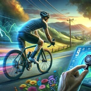 a person riding a bicycle on a road