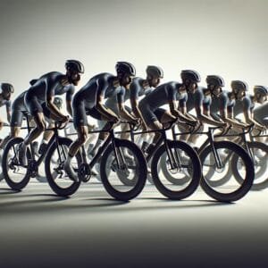 Ciclismo em grupo e camaradagem superando desafios juntos